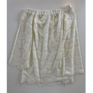 Cream Lace Over-the-Shoulder Dress